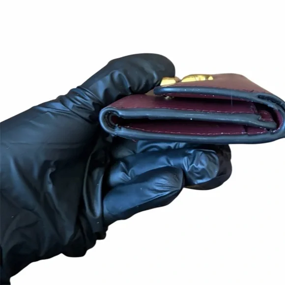 Tory Burch Eleanor Tri-Fold Compact Wallet - Claret Burgundy Leathe - Picture 6 of 6